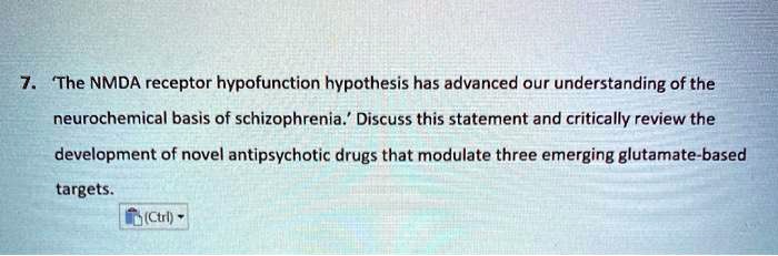 SOLVED The NMDA Receptor Hypofunction Hypothesis Has Advanced Our