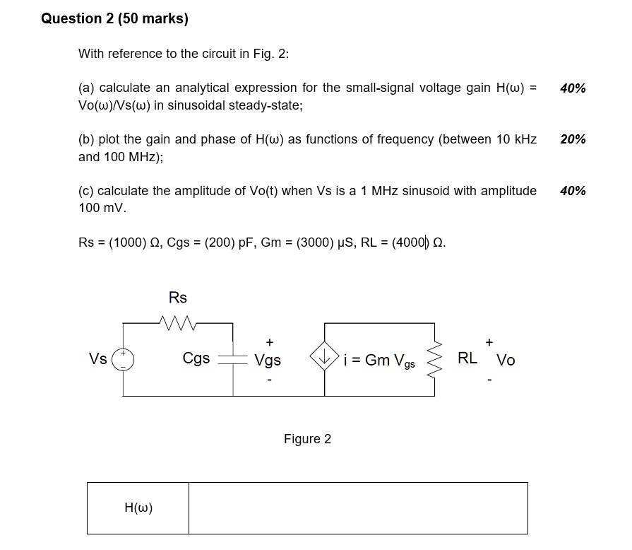 SOLVED Calculate An Analytical Expression For The Small Signal Voltage