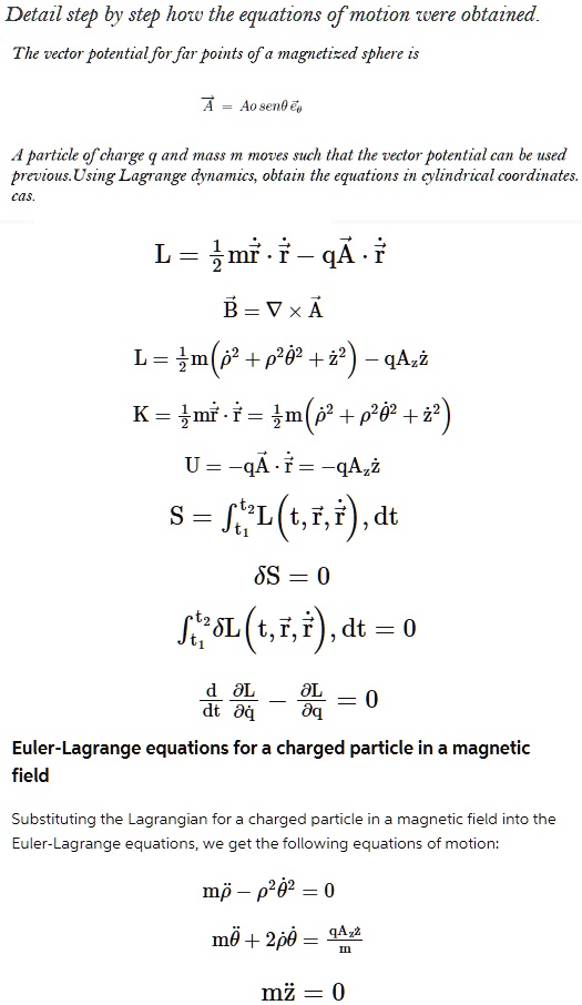 SOLVED Texts Substituting The Lagrangian For A Charged Particle In A