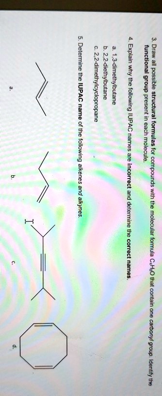 SOLVED Determine The Why The All Possible IUPAC W Following Name Of