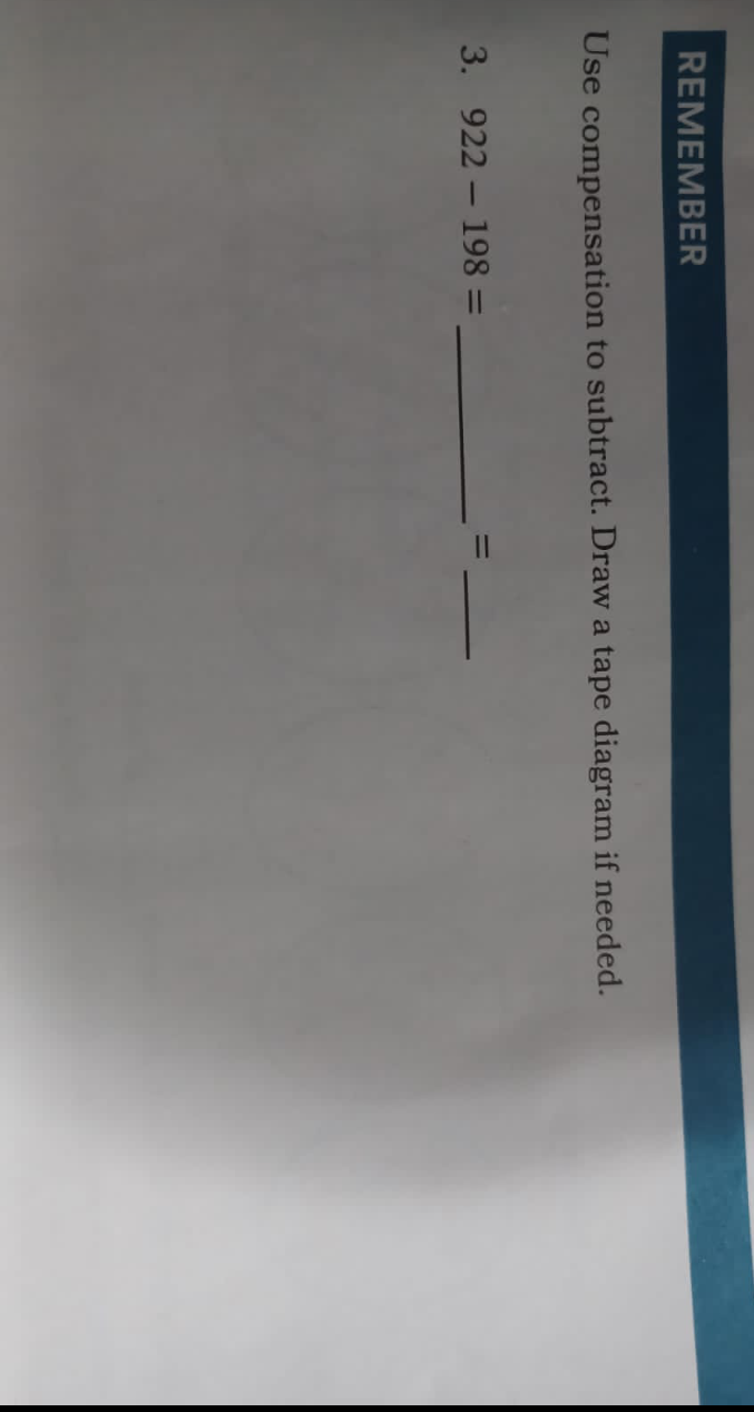 SOLVED Use Compensationto Subtract Draw Tape Diagram