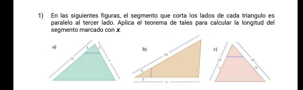 Solved En La Siguiente Figura El Segmento Que Corta Los Lados De Cada