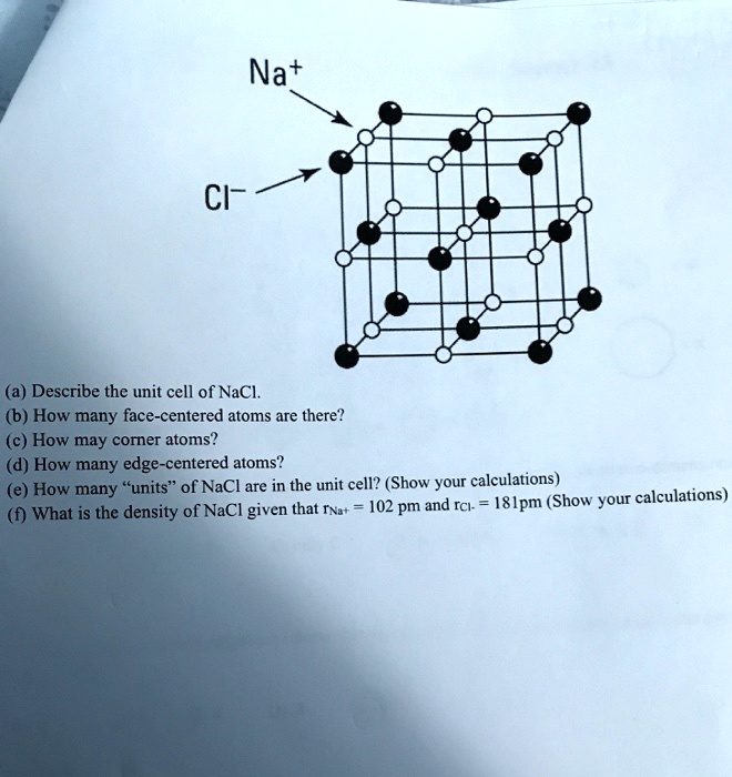 Nat Cl A Describe The Unit Cell Of Nacl How Many Face Centered Atoms