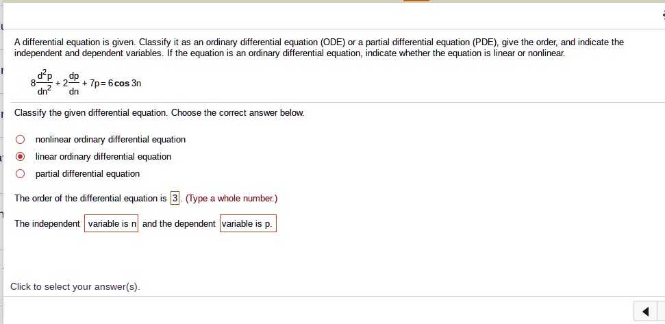 Solved A Differential Equation Is Given Classify It As An Ordinary