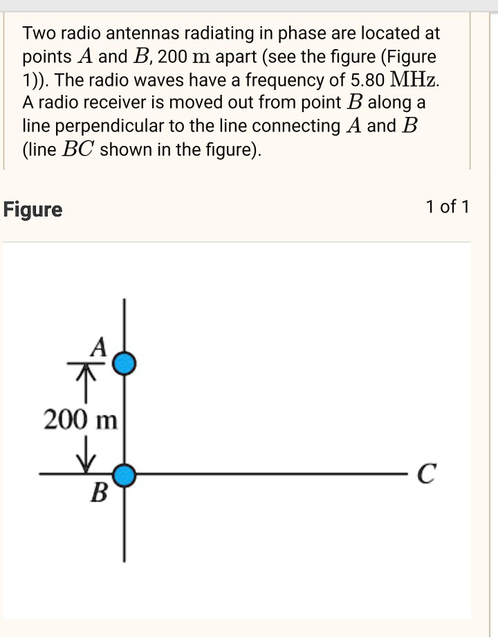 Solved Two Radio Antennas Radiating In Phase Are Located At Points A