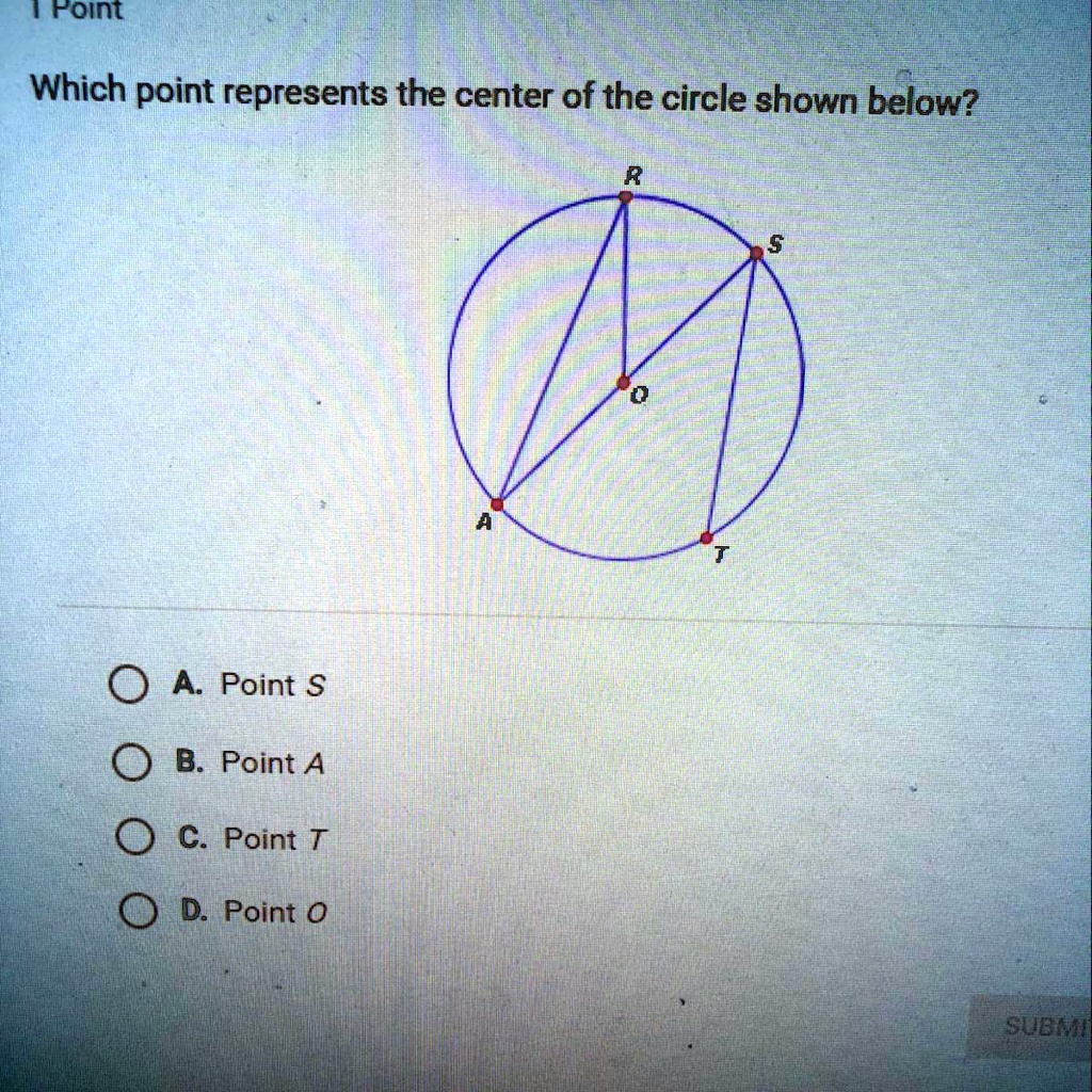 Solved Which Point Represents The Center Of The Circle Below Point