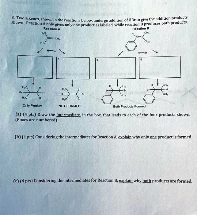 Solved Two Alkenes Shown In The Reactions Below Undergo Addition Of