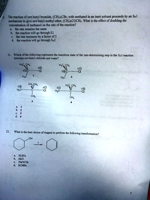 SOLVED The Icaction Of Tert Butyl Bromide CHs CBr With Methanol In