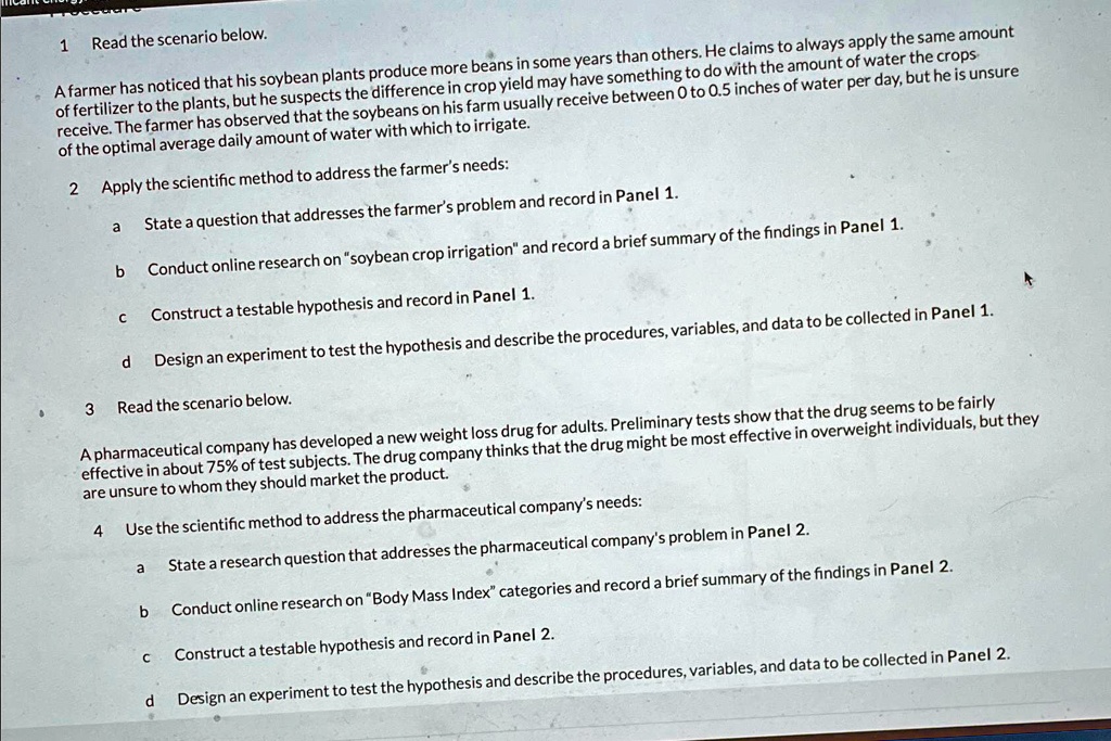 1 Read The Scenario Below A Farmer Has Noticed That His Soybean Plants