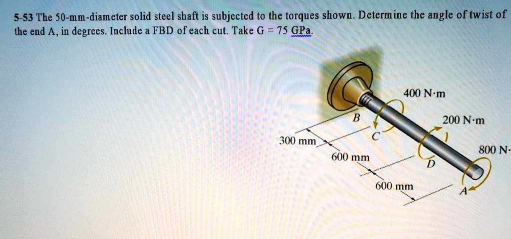 SOLVED 5 53 The 50 Mm Diameter Solid Steel Shaft Is Subjected To The