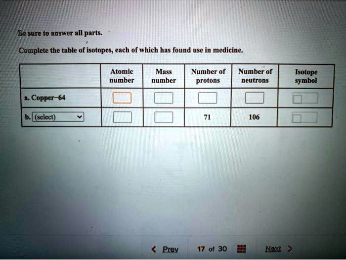 SOLVED Complete The Table Of Isotopes Each Of Which Has Found Use In