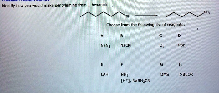 Solved Identify How You Would Make Pentylamine From Hexanol Choose