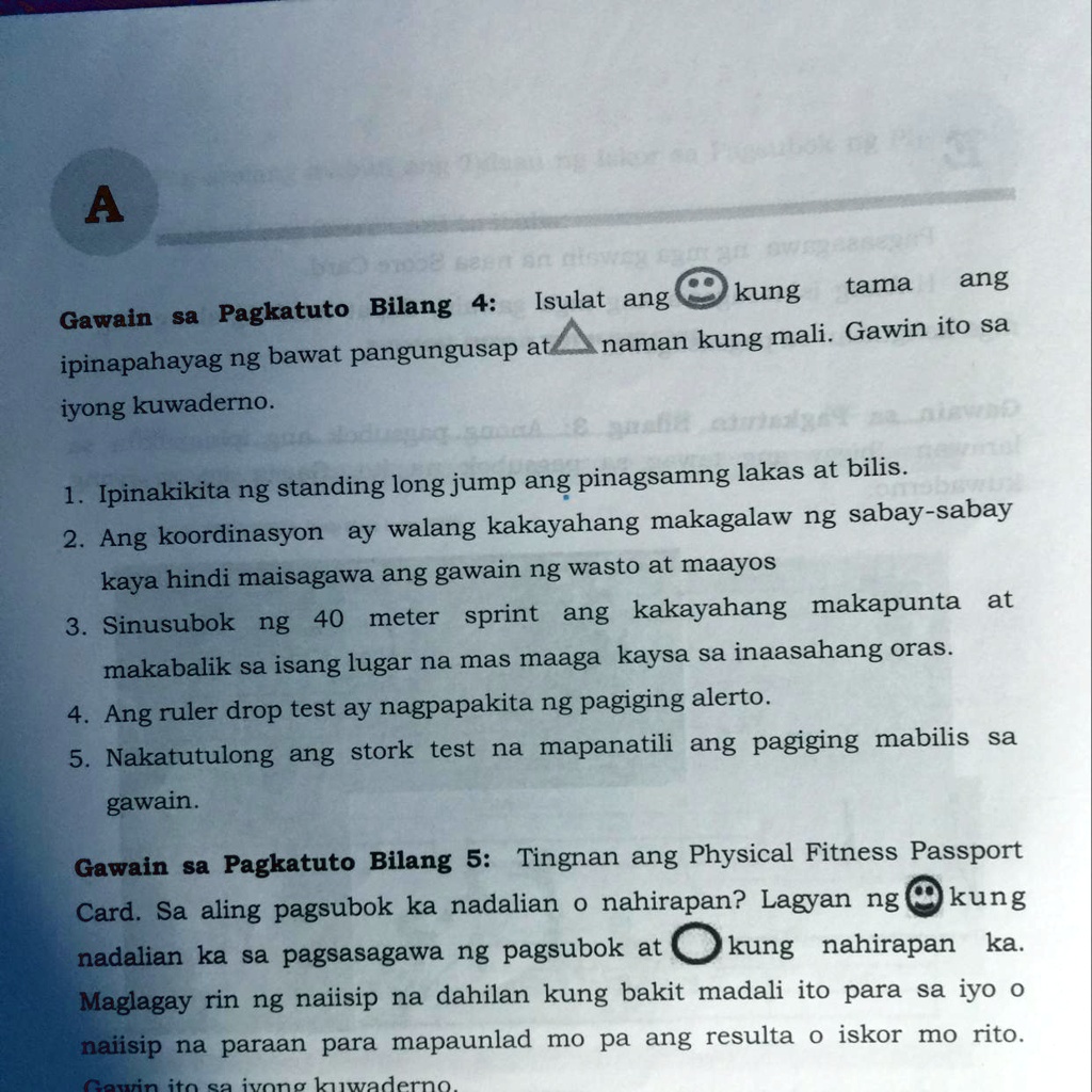 SOLVED А Isulat ang tama ang Gawain sa Pagkatuto Bilang 4 kung