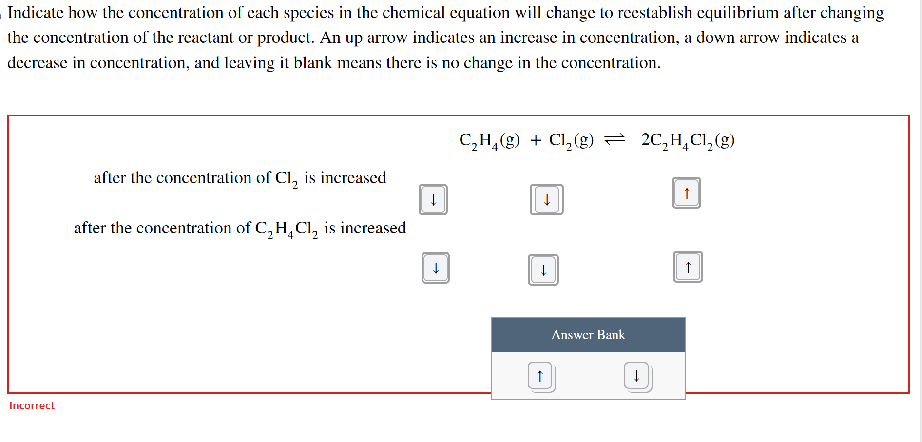 Solved Indicate How The Concentration Of Each Species In The Chemical