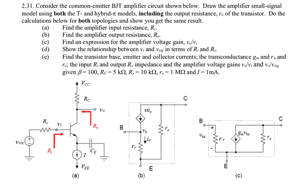 Solved Consider The Common Emitter Bjt Amplifier Circuit Shown