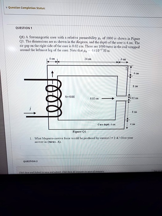 SOLVED Question Completion Status QUESTION1 Q1A Ferromagnetic Core