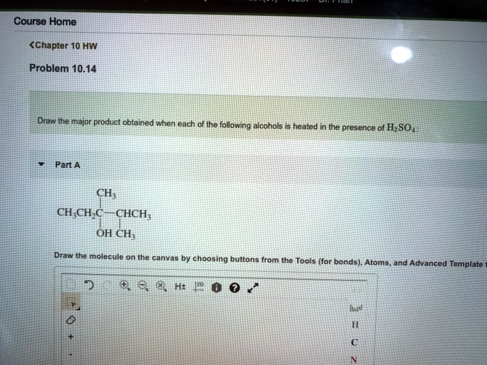 Course Home Chapter Hw Problem Draw The Major Product Obtained