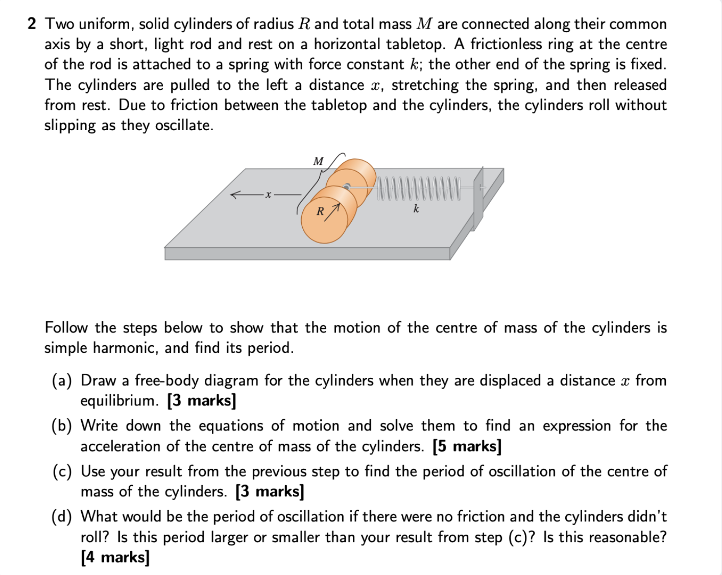 Solved Two Uniform Solid Cylinders Of Radius R And Total Mass M Are