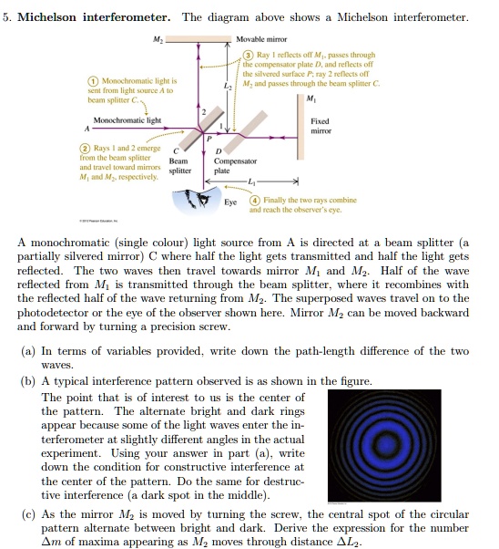 5 Michelson Interferometer The Diagram Above Shows A Michelson