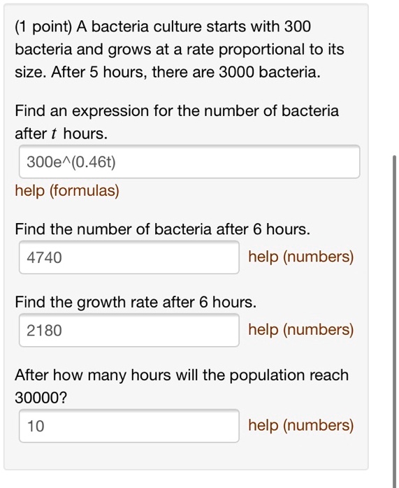 SOLVED Point A Bacteria Culture Starts With 300 Bacteria And Grows At