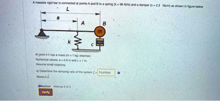 SOLVED A Point A Has A Mass M1 Kg Attached Numerical Values Are A