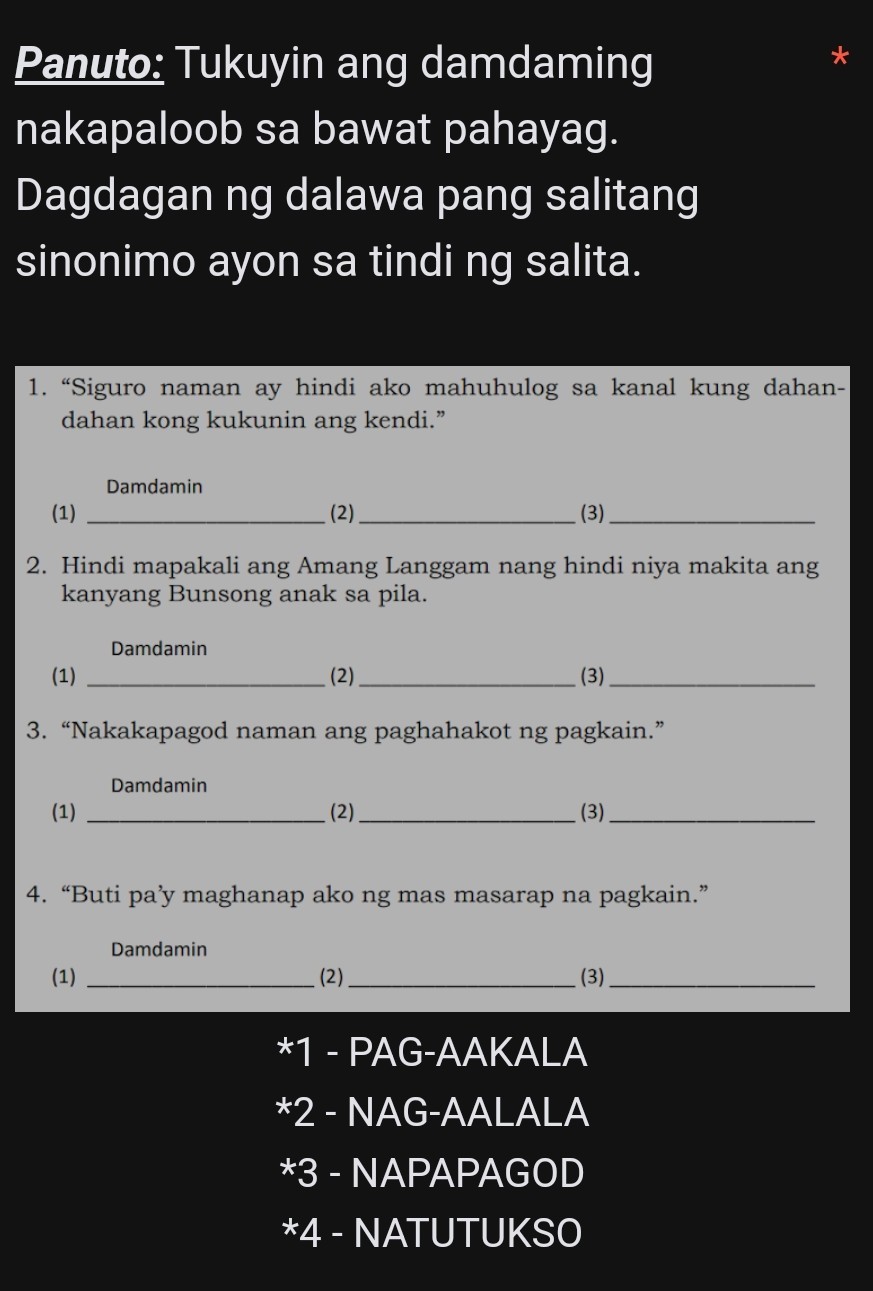 Solved Panuto Tukuyin Ang Damdaming Nakapaloob Sa Bawat Pahayag