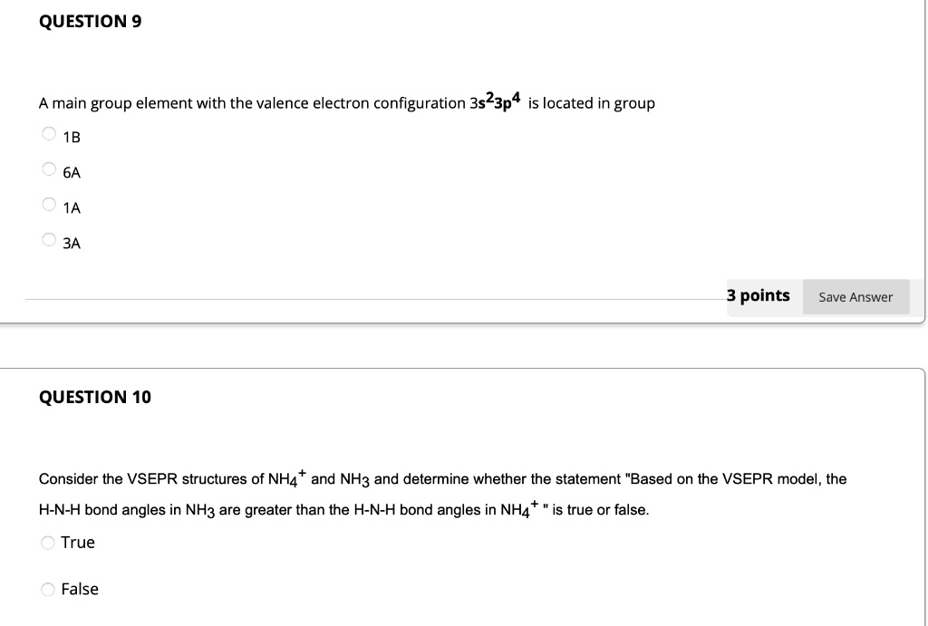 Solved Question A Main Group Element With The Valence Electron