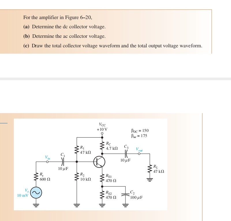 Solved For The Amplifier In Figure A Determine The Dc