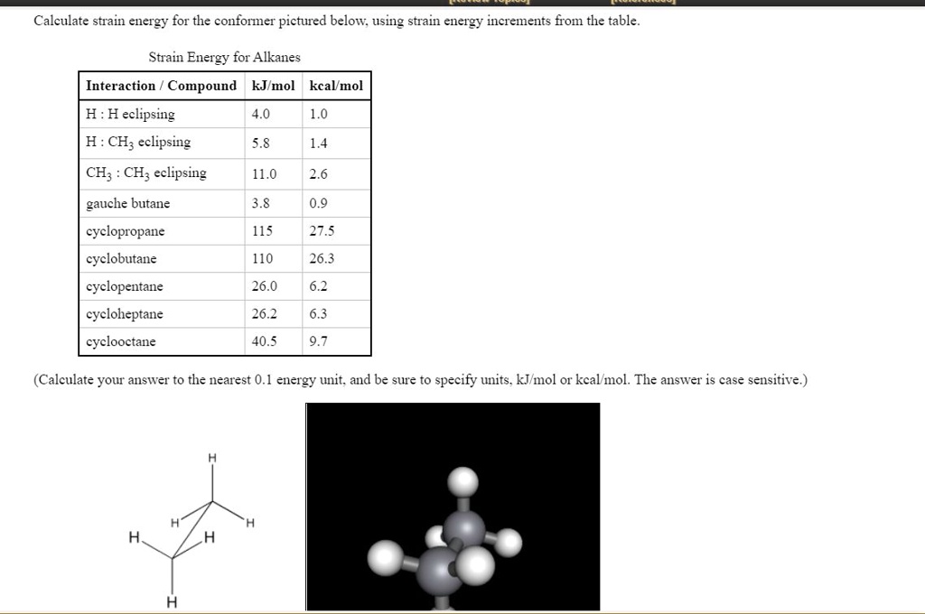 Solved Calculate Strain Energy For The Conformer Pictured Below Using