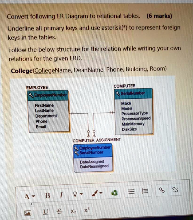 Solved Please Answer Asap Convert Following Er Diagram To Relational