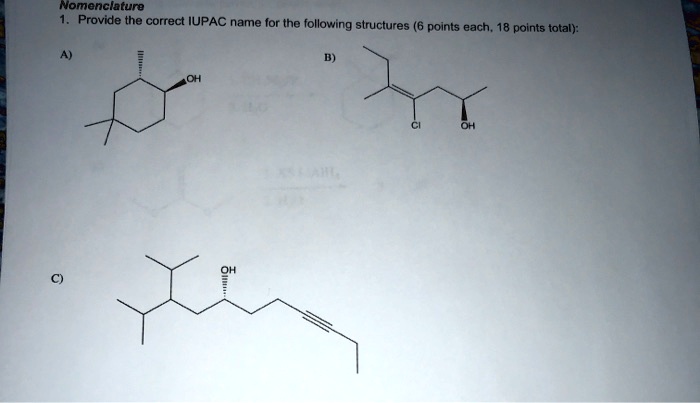 Nomenclature Provide The Correct Iupac Name For The Solvedlib