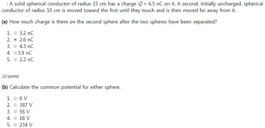 Solved A Solid Spherical Conductor Of Radius Cm Has Charge Q