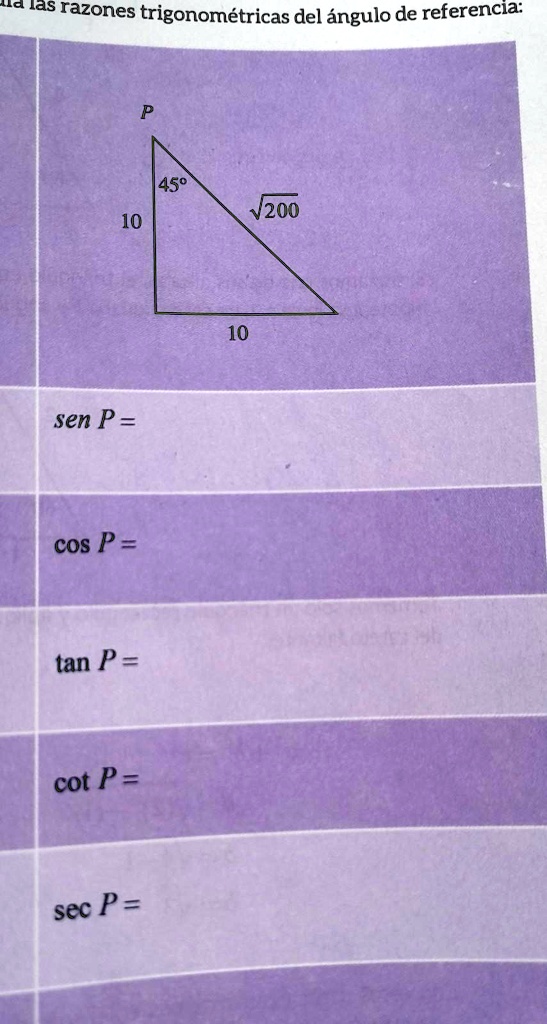 SOLVED Dados los siguientes triángulos rectángulos calcula las