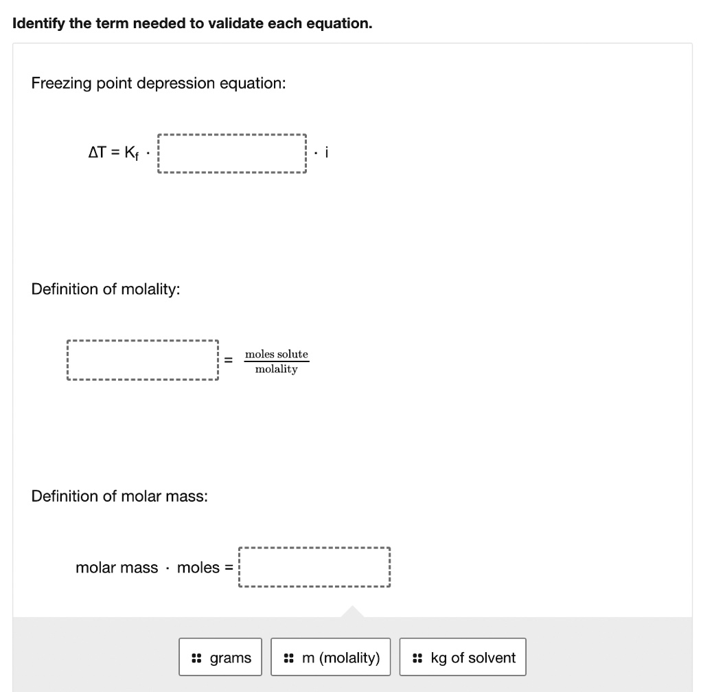 SOLVED Identify The Term Needed To Validate Each Equation Freezing