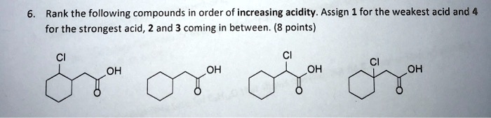 Solved Rank The Following Compounds In Order Of Increasing Acidity