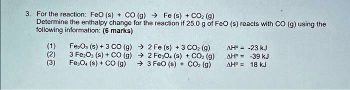 Solved For The Reaction Feo S Co G Fe S Co G