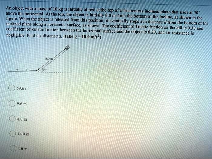 An Object With A Mass Of 10 Kg Is Initially At Rest At The Top Of A