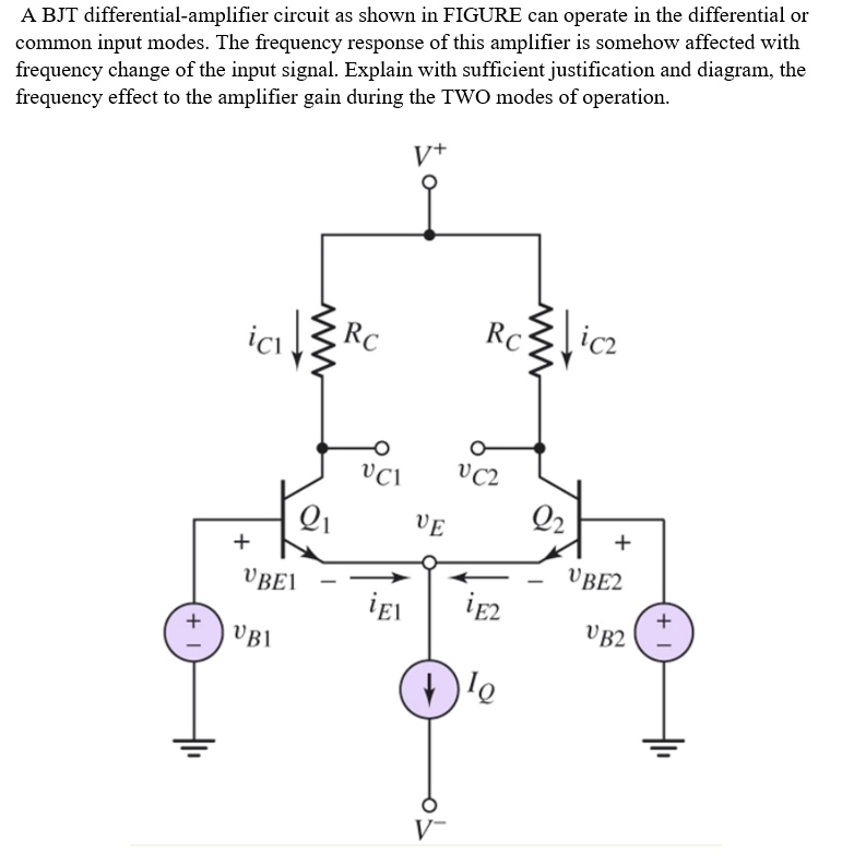 Differential Amplifier Circuit Diagram Using Bjt Solved For