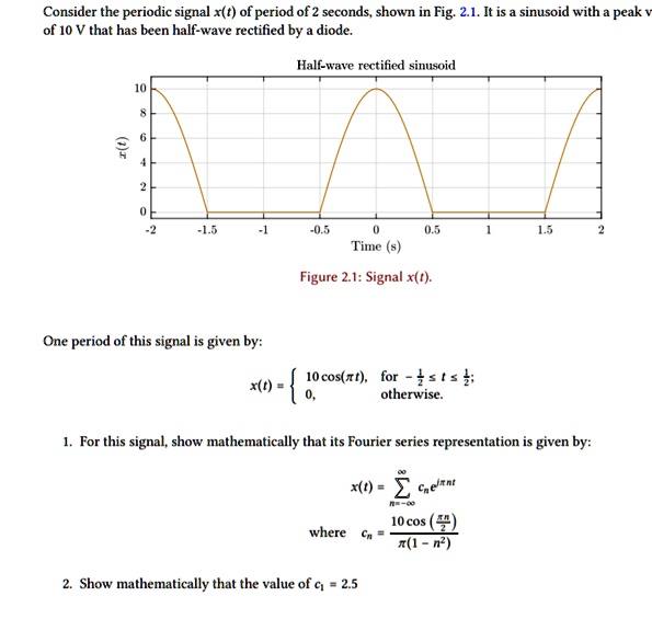 SOLVED Consider The Periodic Signal X T With A Period Of 2 Seconds