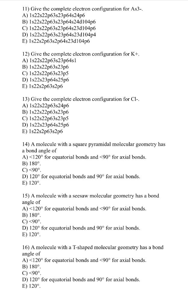 Give The Complete Electron Configuration For As Solvedlib