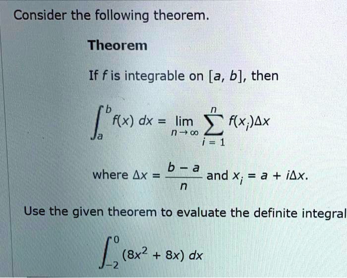 Solved Consider The Following Theorem Theorem If F Is Integrable On