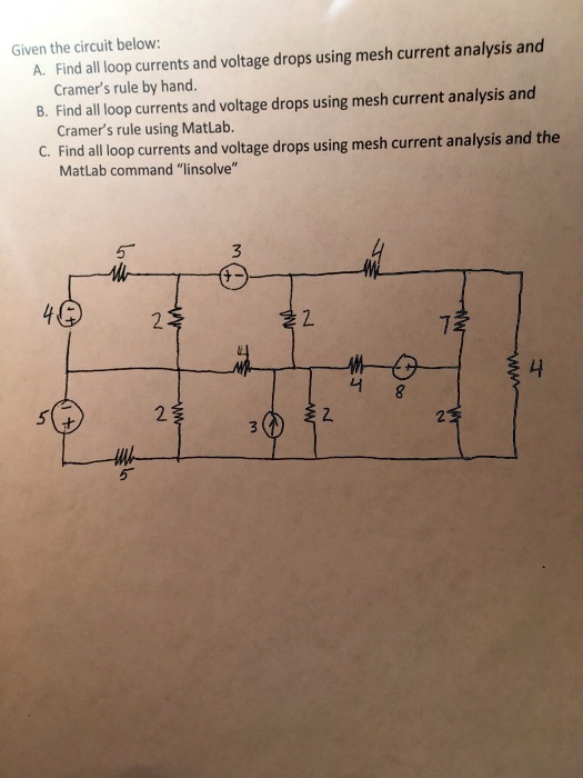 SOLVED Given The Circuit Below A Find All Loop Currents And Voltage