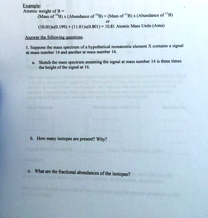 Solved Example Atomic Weight Of B Mass Of Iqb X Abundance Of Qb