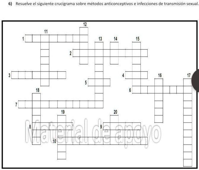 Solved Resuelve El Siguiente Crucigrama Sobre M Todos Anticonceptivos