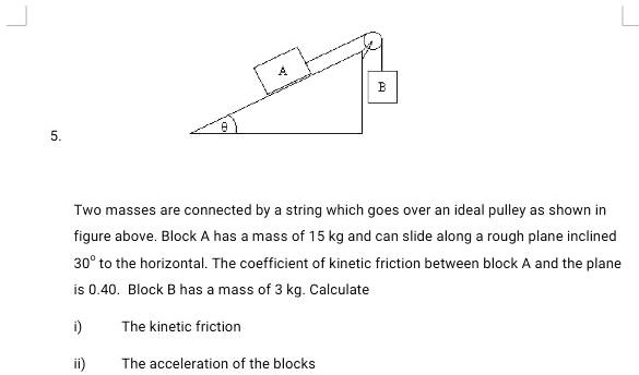 Solved Two Masses Are Connected By A String Which Goes Over An