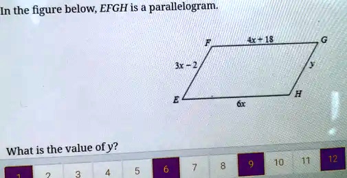 Solved In The Figure Below Efgh Is Parallelogram What Is The Value Ofy