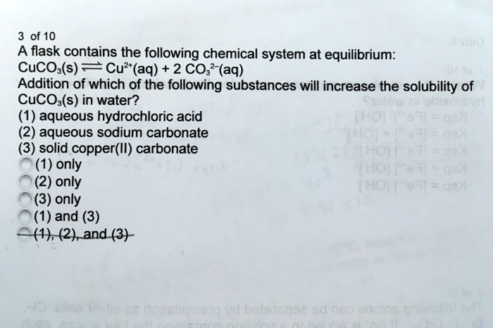 Solved Of A Flask Contains The Following Chemical System At