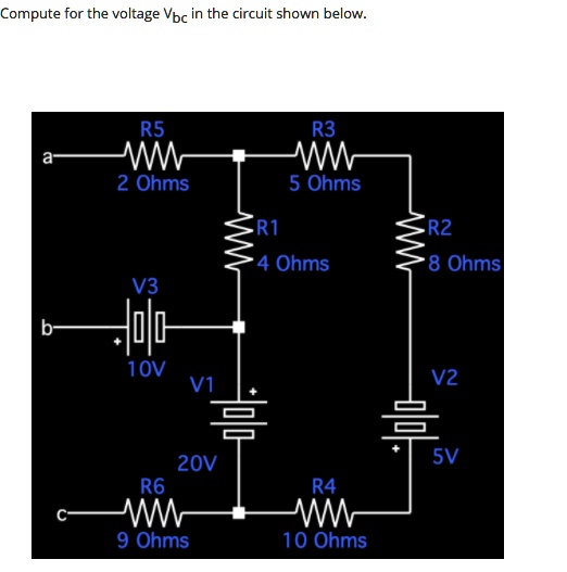 SOLVED Compute For The Voltage Vbc In The Circuit Shown Below RS N 2