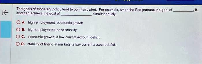 The Goals Of Monetary Policy Tend To Be Interrelated For Example When