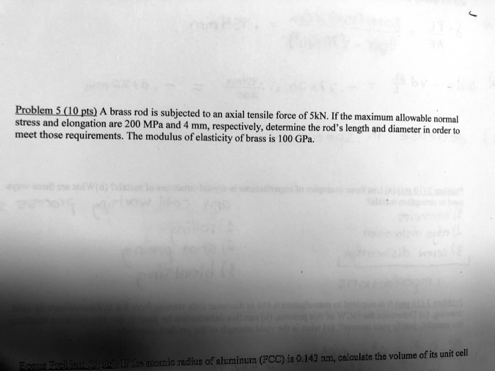 Solved Problem Pts A Brass Rod Is Subjected To An Axial Tensile